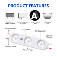 Módulos de Luz LED SMD2835 de 8821 mm, 3 LED, DC12V, 2.5W, 180° Blanco Frío 6000-7000K, Clasificación IP67, para Letreros, Carteles y Publicidad