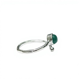 Bague en argent sterling 925 style bohème avec onyx vert, ajustable, en fil torsadé, pour cadeau - Product Image 3