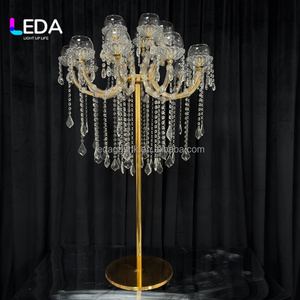LEDA Chandelier en cristal transparent de haute qualité pour mariage et maison, centre de table, prismes suspendus, porte-bougie en cristal pour événements à domicile - Product Image 5