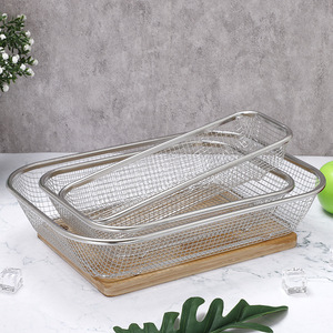 Stainless Steel Draining Rack Square Mesh Stackable Kitchen Fruit Vegetable Basket L Size - Product Image 1