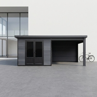 Casas de Madera y Acero Modernas Serie D, Caseta de Jardín, Cobertizos Resistentes con Vidrio a Prueba de Balas y Protección UV, para Apartamentos y Villas