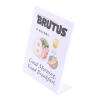 Support de table en acrylique transparent incliné, présentoir de menu en L pour bureau et restaurant, logo personnalisé OEM