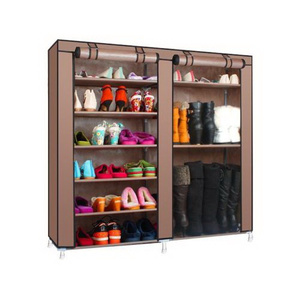 Zapatero Doble de MDF con 6 Estantes, Ahorro de Espacio, Mueble Independiente para Sala de Estar, Diseño Moderno, Color Café - Product Image 1