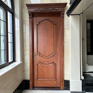 <span class=keywords><strong>Puerta</strong></span> de Madera Sólida de Roble Rojo Tallada al Estilo Americano, Pintada e Impermeable, de Foshan Door Factory, para Dormitorio, Entrada, Hotel y Baño - Product Image 3