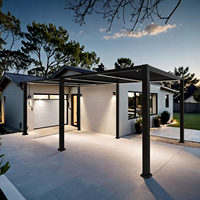 Pergola en aluminium LED résistante aux intempéries avec ajustement automatique des lames, intégration Smart Home, ombrage extérieur