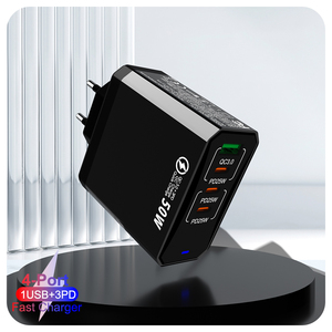 Phone Chargers Wholesale Fast Charging 4-Port QC3.0/PD3.0 USB with Three 50W Type C Power Adapter OTP Protection