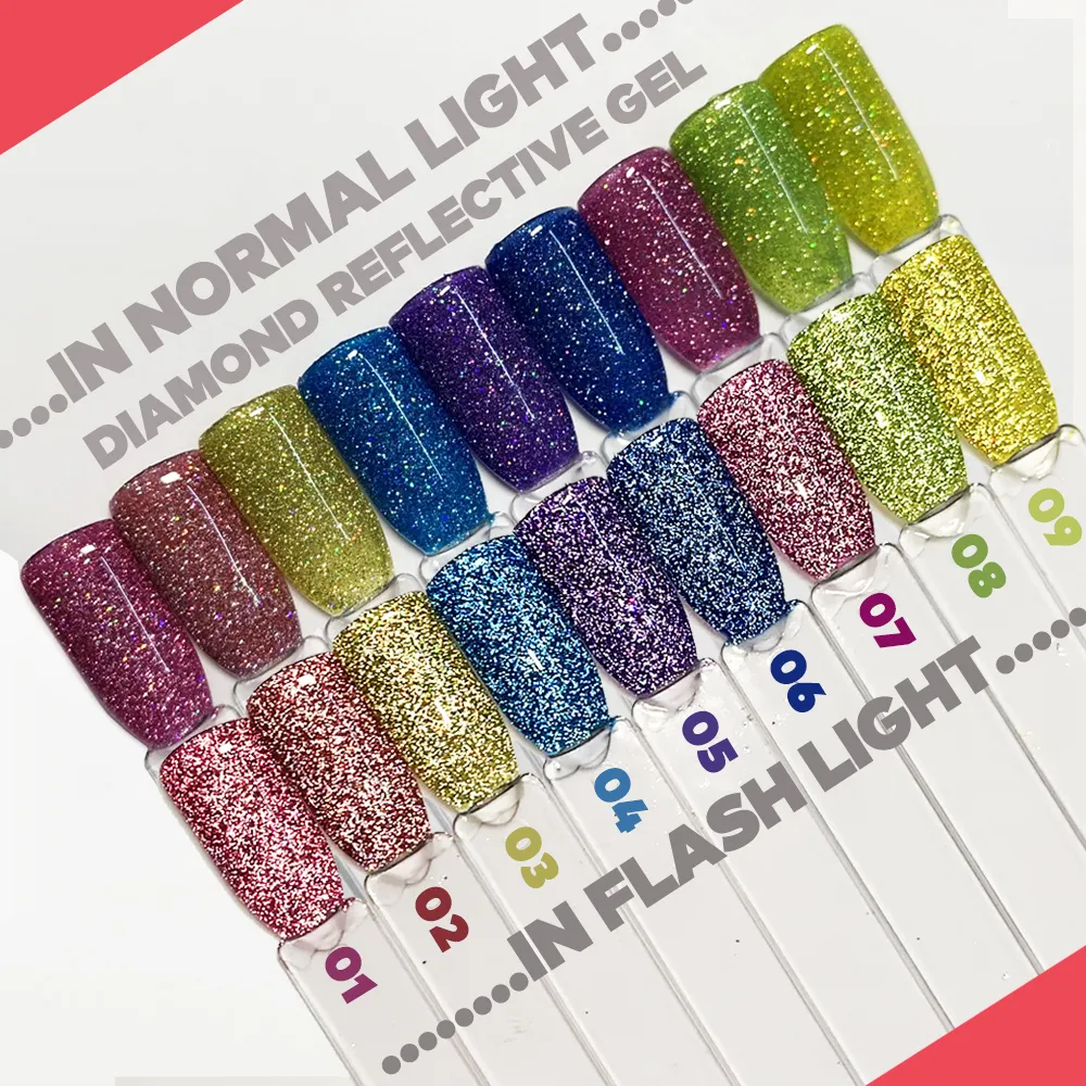 CIANAILS Sugar Nails Supplies Salon Wholesale 9 Colors Disco Gel Polish Colorful Reflective Glitter Nail Polish Gel