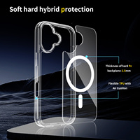Casing ponsel akrilik asli tahan guncangan, casing pengisian daya nirkabel magnetik antigores dengan ketebalan 1.5mm untuk Iphone 17 16 15 14 13