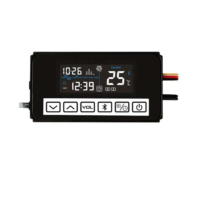 Bluetoothミュージックプレーヤー3.7 "インチのブラックスクリーン時間温度表示とデフォッガー制御を備えたLEDスマートミラー