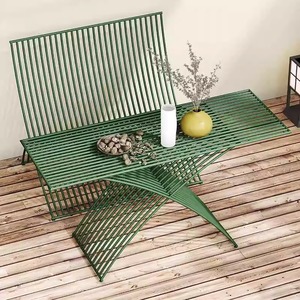 <span class=keywords><strong>Mesa</strong></span> de silla <span class=keywords><strong>plegable</strong></span> de hierro creativa, material de madera duradero para balcón, patio, <span class=keywords><strong>terraza</strong></span>, uso exterior personalizado para tienda de té de la leche - Product Image 4