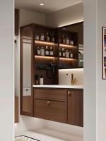 Meuble-lavabo mural de style Song moderne du milieu du siècle avec vasque en céramique et rangement en bois d'hévéa pour hôtels et villas