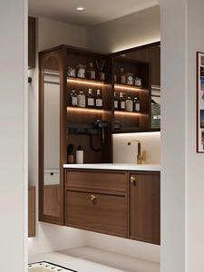 Mueble de Baño Moderno de Estilo Song de Mediados de Siglo con Lavabo de Cerámica, Montado en la Pared, de Madera de Caucho, con Almacenamiento para Uso en Hoteles y Villas - Product Image 2