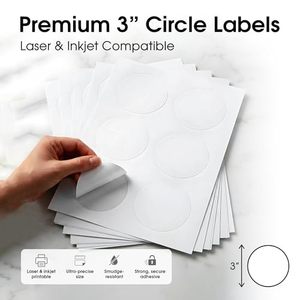 Etiqueta Circular Imprimible en Blanco Brillante para Impresora <span class=keywords><strong>de</strong></span> Inyección <span class=keywords><strong>de</strong></span> Tinta, Etiqueta Redonda Autoadhesiva para Impresión Láser Mate <span class=keywords><strong>de</strong></span> 8.5" x 11", Etiqueta Redonda Autoadhesiva para Empaquetado - Product Image 2