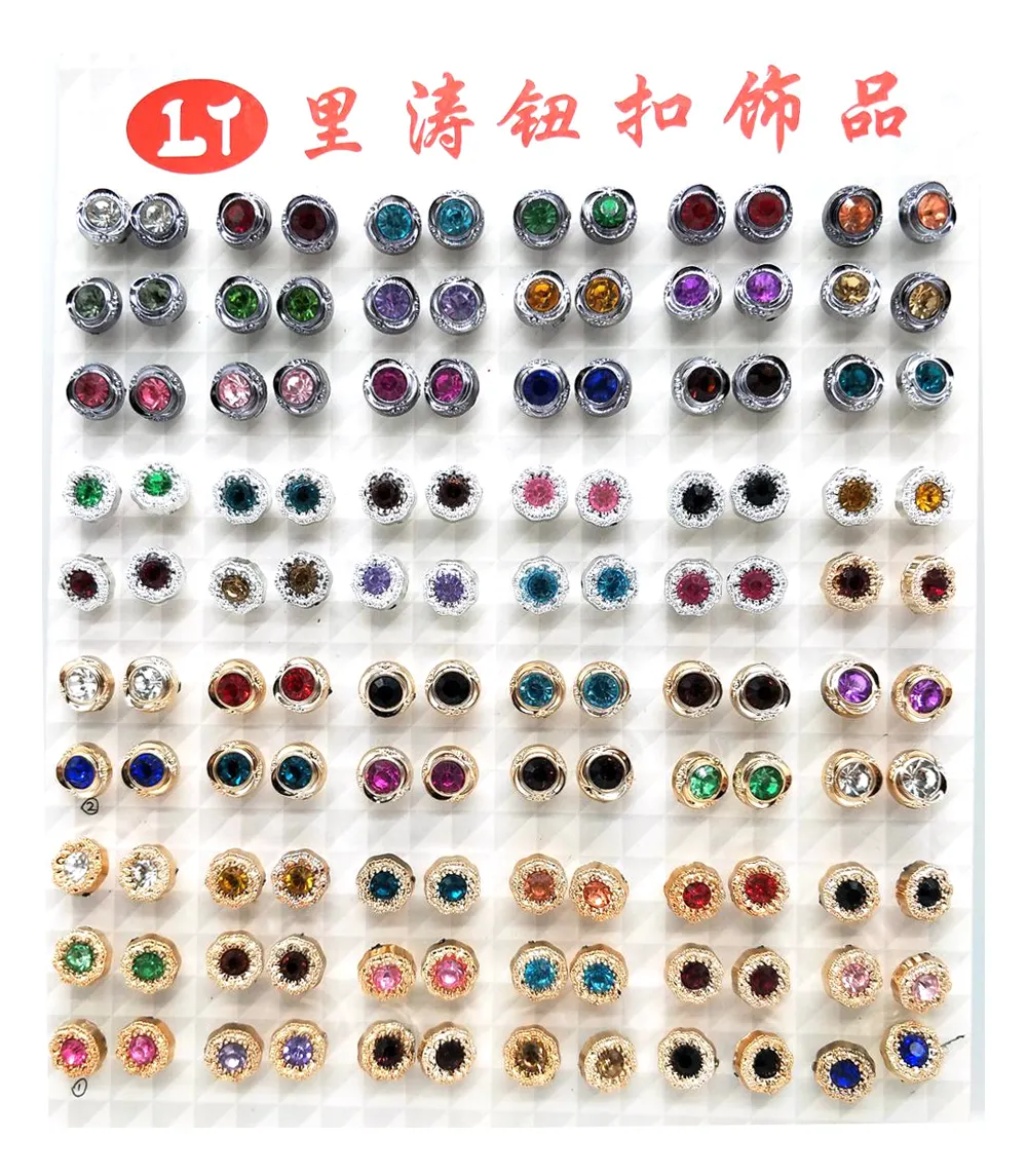 Kancing Baju Banyak Warna Akrilik Kustom Indah Berlian Lengket DIY Berlian Imitasi Baju Kancing