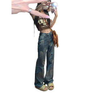 กางเกงยีนส์ขาตรงหลวมสำหรับผู้หญิง, กางเกงคาวบอย2025สไตล์เกาหลีขนาด X L - Product Image 6