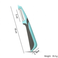 Lange steel met rechte mesjes, ergonomische antislipgreep, roestvrijstalen keukenhulp voor het schillen van groenten en fruit.