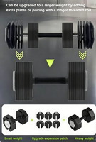 Haltère octogonal à clipser 3-en-1, en acier massif, avec augmentation de 2 kg, extensible jusqu'à 102 kg, qualité supérieure pour entraînement complet du corps
