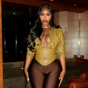 Nuova Giacca <span class=keywords><strong>Vintage</strong></span> da <span class=keywords><strong>Donna</strong></span> con Cerniera, Maniche Lunghe, Collo Tondo, Tinta Unita e Dettagli Plissettati - Product Image 4