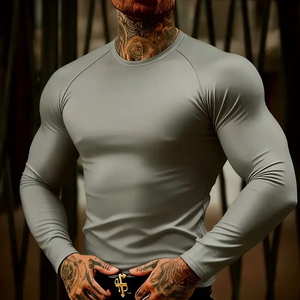 Camiseta Deportiva para Hombre, para Gimnasio, de Forro Polar, Manga Larga, para Entrenamiento, Running y Deportes - Product Image 1