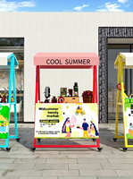 Mobiler Pop-up-Verkaufsstand mit Rädern und Überdachung, Outdoor-Limonadenstand-Displayregal für Marktveranstaltungen und Einzelhandelspromotion