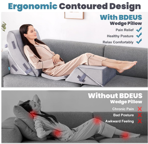 Juego de 6 Almohadas Ortopédicas de Espuma Viscoelástica de 22 Pulgadas de Ancho para Dormir, Alivio del Dolor de Hombros, Cabeza, Espalda, Rodillas, Cuello y Piernas Después de una Cirugía - Product Image 3