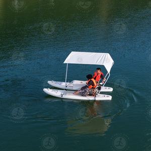 Bateau <span class=keywords><strong>Catamaran</strong></span> Gonflable Extérieur en PVC et Aluminium avec Auvent pour Pêche et SUP – Idéal pour Parcs Aquatiques - Product Image 2