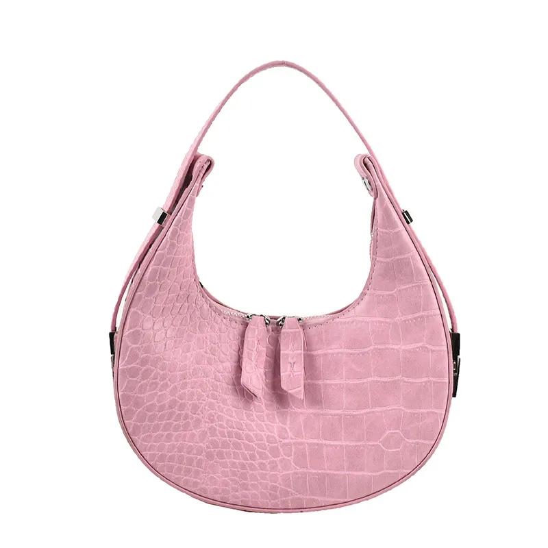 Crocodile Pattern Armpit Bags Ladies Shoulder Bag PU Leather Half Moon Purses and Handbags 2023