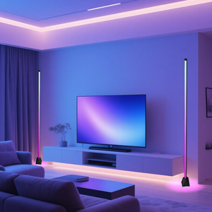 Modern RGBIC LED Floor Lamp Adjustable Color Temperature Dimmable for Music Games Living Room Desk Use Via App Remote <b>Control</b> - Product Image 6