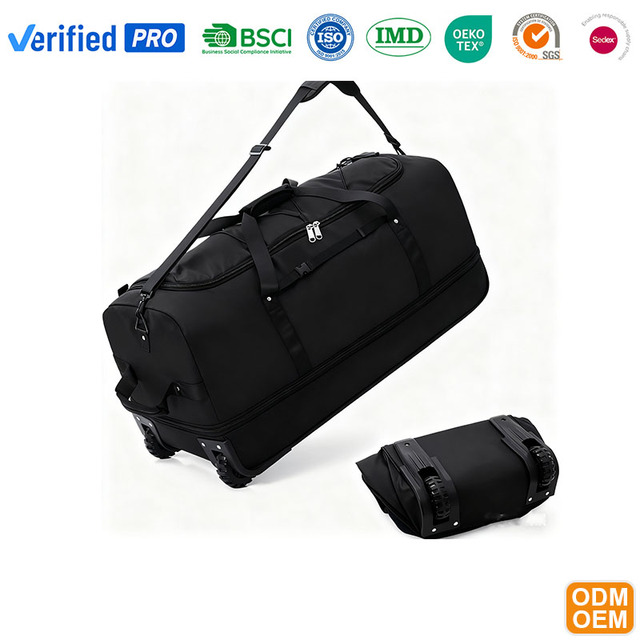 Custom Rolling Duffle Bag with Wheels Travel Duffel Bag with Shoe Compartment Water Resistant Rolling Wheeled Luggage for Men