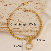 Bracelet tête de léopard en métal exagéré pour femmes hommes Punk épais chaîne épaisse Bracelets avec cercle Steampunk bijoux
