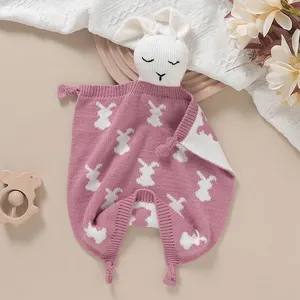 Coperta di sicurezza morbida per coniglietti in maglia di animali per regali per neonati