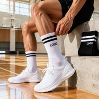 Chaussettes de sport athlétiques personnalisées avec logo, chaussettes de sport en coton rayées rétro, chaussettes de basket-ball, chaussettes de course respirantes, chaussettes streetwear pour hommes