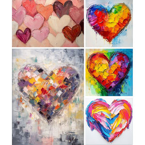 Romantique Saint Valentin Peint <span class=keywords><strong>À</strong></span> La Main Huile Sur <span class=keywords><strong>Toile</strong></span> De Lin Abstrait Texturé pour Rose Moderne Haute Qualité Mur Art <span class=keywords><strong>Coeur</strong></span> - Product Image 6