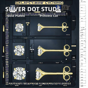 Promoción Pendientes Minimalistas de Plata de Ley 925, Barra de Puntos de 2 mm y 3 mm, Chapado en Oro, Regalo para Boda, Compromiso, Fiesta - Product Image 3