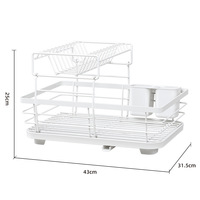 Égouttoir à vaisselle double couche en métal pour cuisine, support de rangement multifonctionnel pour comptoir avec boîte de rangement pour baguettes