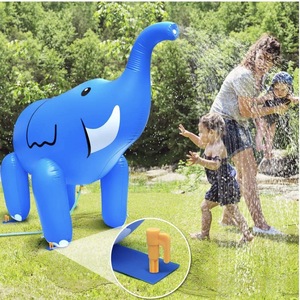 Pink Inflatable Elephant Water Sprayer Outdoor Lawn Toy For Kids And Teens - Product Image 3