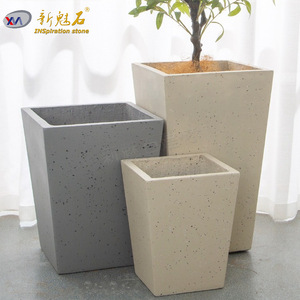Nuevos materiales de construcción de piedra, maceta de terrazo, maceta redonda de cemento GRC para exteriores, para cafeterías y restaurantes - Product Image 4