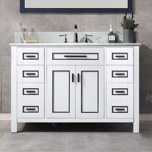 Gabinete de <span class=keywords><strong>baño</strong></span> Unidad portátil Lavabos independientes sobre madera Blanco Gabinete de <span class=keywords><strong>baño</strong></span> de pie completamente rústico - Product Image 1