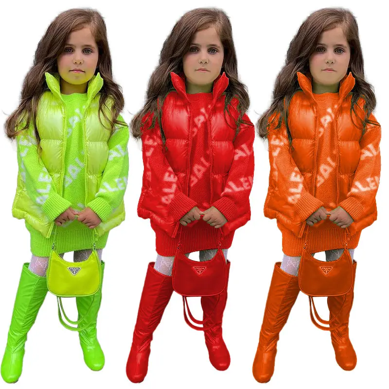 Neon Kids Puffer Vest Sleeveless Baby Girls Coats Outwears Winter Kids Bubble Vest