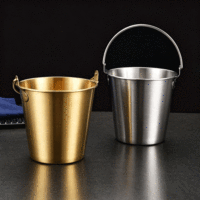 Seau à glace portable FLEY en acier inoxydable 304, seau à popcorn pour restaurant, bar, maison, fête, service de frites, poulet frit