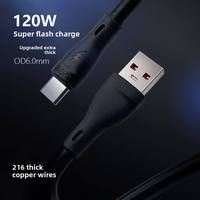 Cable de Datos Tipo-C/USB-A de 120W 6A con Carga Súper Rápida, Núcleo de Cobre Puro y Revestimiento de PVC, 2m, Modelo TPC01