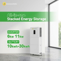 Onduleur solaire monophasé Greensun 220V 6KW 11KW avec batterie au lithium 10KWH 20KWH 30KWH tout-en-un pour la vente au détail