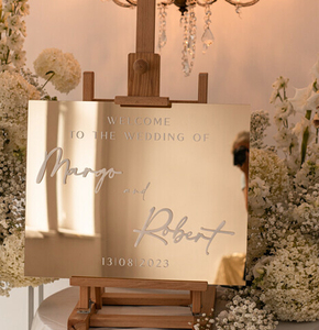 Personalizado personalizado espejo dorado acrílico boda bienvenida signo soporte regalo Decoración - Product Image 2