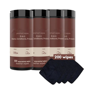 200 pièces de lingettes de conditionneur de nettoyant pour cuir adoucissant et protégeant les sacs à main sièges de voiture de la décoloration des fissures - Product Image 4