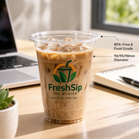 Gobelets en plastique PLA transparents sans BPA de 98 mm et 16 oz pour thé à bulles Boba et café glacé, gobelets jetables biodégradables pour boissons froides