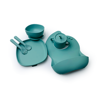 Ensemble de vaisselle en silicone pour bébé, pour enfants de 1 à 4 ans, sans BPA, motif floral, en forme de gourde, vaisselle multifonctionnelle avec poignée, 100 pièces