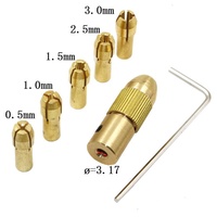 Mandrin de perçage miniature en laiton 0,5-3,0 mm, jeu de pinces sans clé 7 pièces pour outil rotatif, adaptateur de mandrin pour moteur électrique