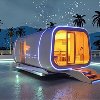 Capsule hôtelière intelligente de luxe en gros, maisonnette préfabriquée en acier pour camping, vacances, parc, école, appartement, design graphique