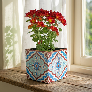 AK boîte à fleurs en métal laiton carré petite mini table fenêtre bureau décor à la maison pots de jardinière d'intérieur vase à fleurs - Product Image 1