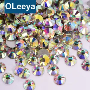 Oleya工厂批发水晶和水晶AB颜色好反馈12切玻璃平背无修补水钻水晶